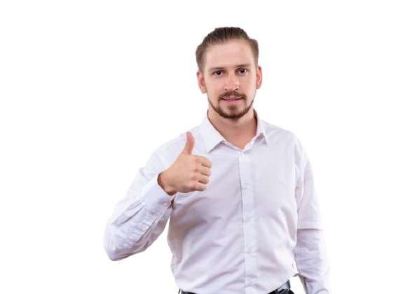 hombre con el dedo hacia arriba